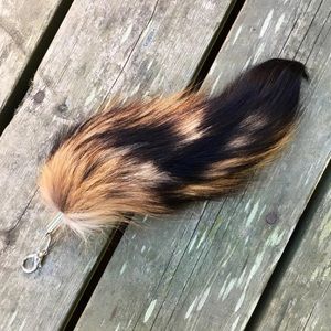 Real Fur Tanuki Raccoon Tail Keychain Purse Charm